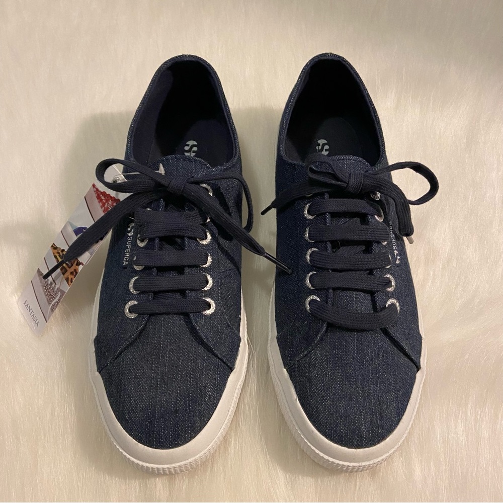NWT Superga Denim Platform Sneakers - Picture 2 of 9